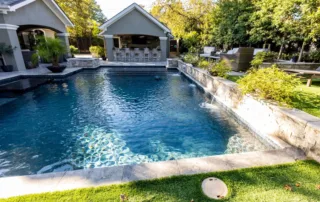 Residential backyard transformation with custom pool and professional landscaping